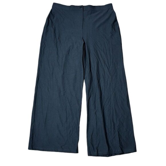 Eileen fisher system lightweight washable stretch crepe wide leg pant black new - Picture 3 of 12